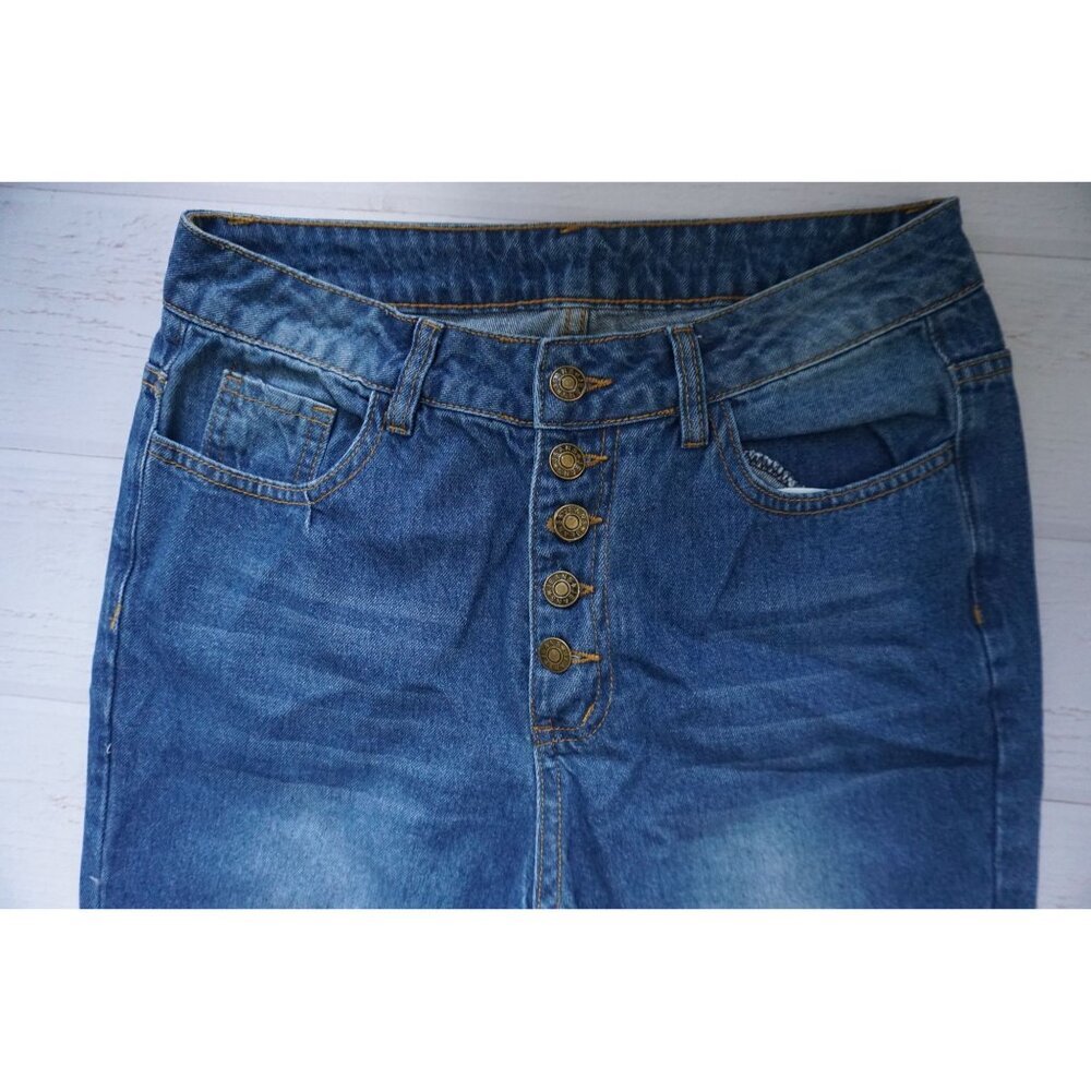 NYK Bell Bottom Flare Jeans Ripped High Rise - Size M, NWOT - Picture 2 of 6